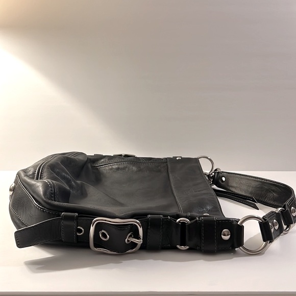 100% Authentic Coach Zoe Vintage Black Leather Handbag with Chrome Hardware - Picture 8 of 10